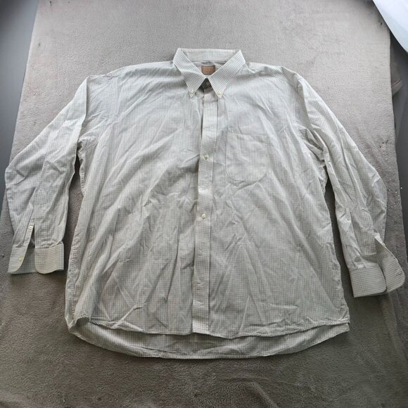 Gitman Gold Mens Dress Shirt Size 3XL 19 Neck Long Sleeve Button Down Checkered - Picture 9 of 12